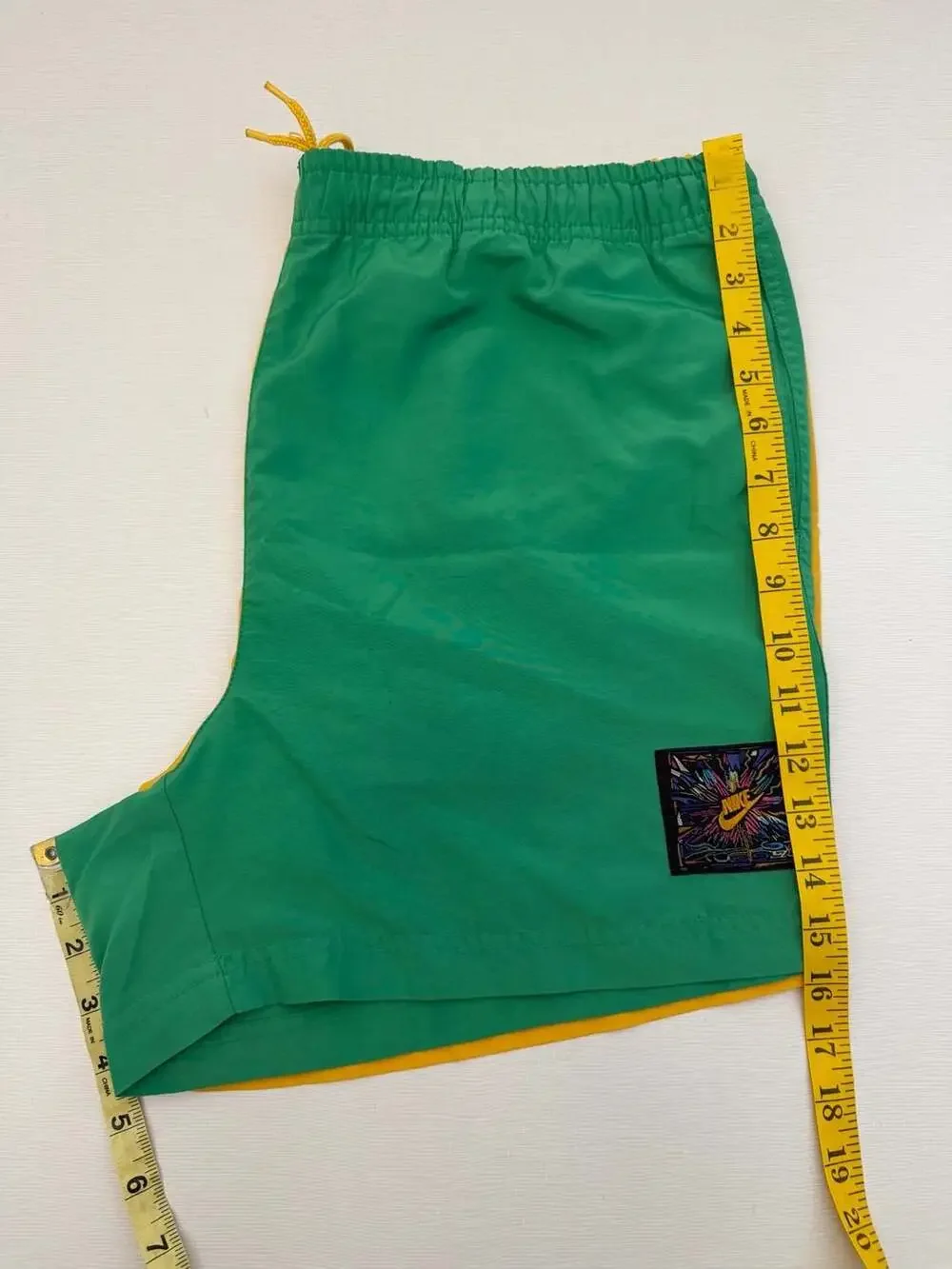 Vintage 90s Nike Just Do It Colorblock Rare Nylon Shorts Green Yellow